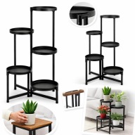 KWIETNIK NA KWIATY ROŚLINY STOJAK WOLNOSTOJĄCY METALOWY CZARNE PÓŁKI