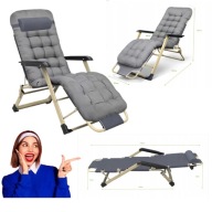 LEŻAK OGRODOWY ROZKŁADANY PODUSZKA PLAŻOWY SZARY IDEALGARDEN SKŁADANY KLASA