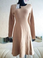 SUKIENKA PRĄŻKOWANA SWETERKOWA GRUBA CIEPŁA ZIMOWA JESIENNA PASKI PASKAMI