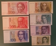 Niemcy RFN Banknoty 5 - 500 Deutsche Mark