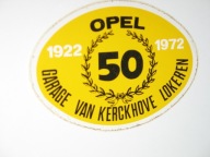 OPEL 50 lat Servisu w Lokeren naklejka z 1972 roku