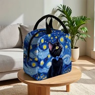 TORBA TOREBKA W PIKNIK KOT CAT VINTAGE RETRO granatowa MODA TERMO