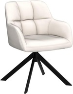 Aksamitne Krzesło Biurowe Obrotowe – Beżowe /Bez Kółek /Metalowe Nogi(2szt)