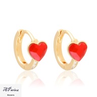 Eap30805 Kolczyki dziecięce złocone serduszko czerwone