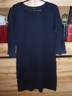 SOLAR granatowa dzianinowa sukienka z wełną r. 36