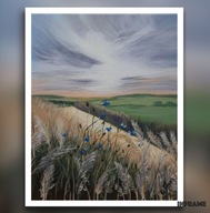 Letnia łąka - obraz 24x30cm akrylowy, ręcznie malowany