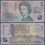 BNE - AUSTRALIA 5 Dollars Dolarów 1992 AA 89 390691 # P50a # POLIMER # UNC