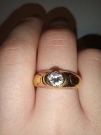 pierścionek z pięknym diamentem brylantem 0,52ct, H/VS, złoto 18K