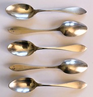 Jawor (Jauer)-5 srebrnych łyżeczek lancetowych z 1845.