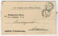 Austria List 1881 Wiedeń Opawa opłata stemplowa