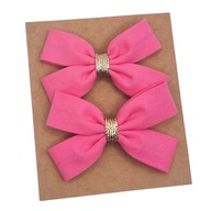 Spinki do włosów dla dziewczynki kokardki neonowy róż i złoto