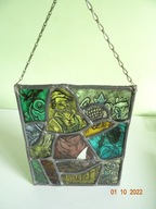 stary mały witraż na okno uszkodzony szkło ołów 18,5/22 witrażyk