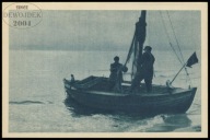 PTP - GDAŃSK # BAŁTYK POWRÓT Z POŁOWU ŁÓDŹ RYBACKA RYBACY # POCZTÓWKA 1954