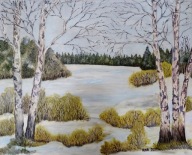 Obraz olejny "Brzozy zimą"