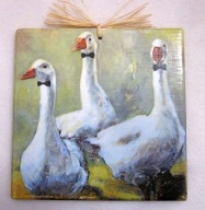 Robótkownia Kafelek obrazek 15x15 Ptak Ptaki Gęś Gęsi w muszkach