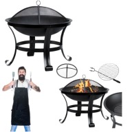 PALENISKO OGRODOWE METALOWE GRILL NA OGNISKO DUŻE TRÓJNÓG Z UCHWYTAMI 60CM