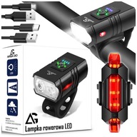Zestaw Lampek Rowerowych LED Przednia + Tylna USB-C 2000mAh 6 Trybów