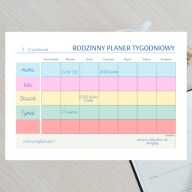 rodzinny planer tygodniowy do druku PDF kalendarz