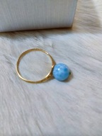 Złoty pierścionek z naturalnym Larimarem 585 próba