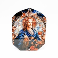 Szklany obraz, stojąca dekoracja Jezus, sztuczny witraż, dewocjonalia