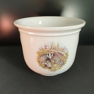 Ceramiczna doniczka z motywem borsuków – uroczy leśny wzór, 11 cm