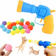PISTOLET NA PLUSZOWE KULKI PIŁKI ZABAWKA DLA KOTA KOTKA WYRZUTNIA 20 PIŁEK