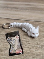 Breloczek Biały Kot 3d - Seria Kotów Brelok Druk3d fidget