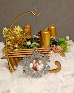 Metalowa zawieszka płatek śniegu z nadrukiem i kodem QR do kolędy