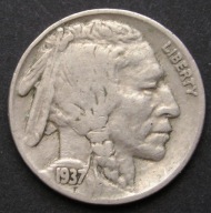 USA 5 centów 1937 - Indianin - Bizon