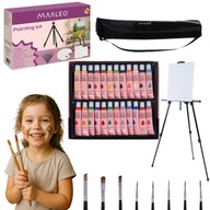 ZESTAW MALARSKI ARTYSTYCZNY SZTALUGA PŁÓTNO PĘDZLE 41szt PREZENT