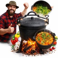 KOCIOŁEK ŻELIWNY GARNEK MYŚLIWSKI WĘGIERSKI NA PIECZONKI 10L OGNISKO GRILL