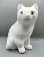 KOT duży biały kotek z porcelany VINTAGE figurka kiciuś 20 cm