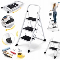 DRABINA TRZY STOPNIOWA SKŁADANA DO DOMU UNIWERSALNA DO 150KG GOSPODARCZA