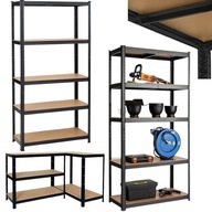 REGAŁ MAGAZYNOWY METALOWY 180x90x40 CZARNY SOLIDNY STALOWY 875KG GARAŻOWY