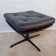 Pufa obrotowa lata 70-te Skóra naturalna po renowacji