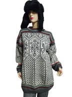 górski męski sweter ciepły wełniany ładne kolory i wzory norweskie M/L