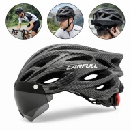 KASK ROWEROWY LED Z SZYBKĄ LEKKI AERODYNAMICZNY 54-62 CM MTB