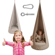 KOKON HUŚTAWKA OGRODOWA DLA DZIECI KOSZ FOTEL WISZĄCY DO OGRODU I DOMU BEŻ