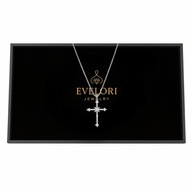 Naszyjnik Srebrny KRZYŻ Krzyżyk Cyrkonie Łańcuszek 55cm Prezent dla Niej