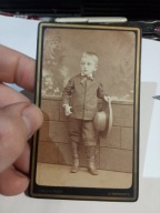 Stare Zdjęcie Kartonik Warszawa Karoli Pusch Kapelusz Dziecko