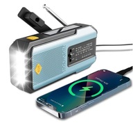 Radio AM/FM Solarne Awaryjne Dynamo z Korbką Powerbank 2000MAh Latarka 3W1
