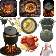 KOCIOŁEK ŻELIWNY GARNEK MYŚLIWSKI WĘGIERSKI STOJĄCY 10L NA OGNISKO GRILL