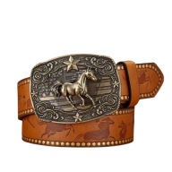 Pasek Western z Koniem Skórzany Styl Kowbojski Cowboy Vintage Unisex