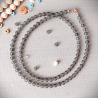 MINIMAL Naszyjnik morskie mat szkło grafitowy Frost Aqua-Purple CHOKER