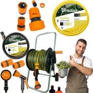 WĄŻ OGRODOWY NA WÓZKU BĘBEN ZWIJACZ ZESTAW 50M 1/2'' PISTOLET ZRASZACZ