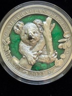 5$ Barbados 2022 The Australian Koala Colours of Wildlife 3oz