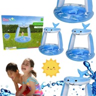 OKRĄGŁY BASEN DMUCHANY DLA DZIECI REKIN Z DASZKIEM 95x95x102 CM SUNCLUB