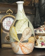 WYJĄTKOWA BUTELKA CERAMICZNA LIŚCIE HAND MADE PLSP NOWY WIŚNICZ