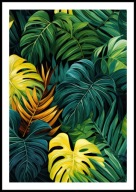 A2 PLAKAT DO SALONU SYPIALNI ŁAZIENKI ZIELONE LIŚCIE MONSTERY PALMY NR7
