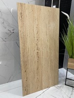Gres trawertyn beż 120x60 –mat z połyskiem w żłobieniach, imitacja kamienia